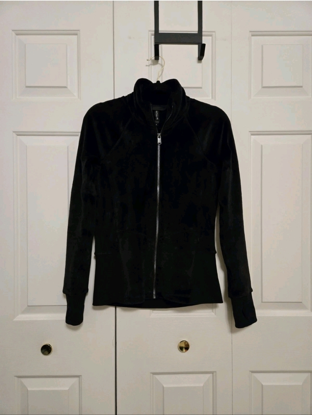 Athleta Cloud Fleece Full Zip Jacket In Black Size Small